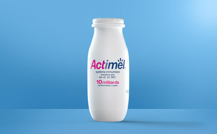 Actimel  Lait fermenté à boire : ferments L. Casei, vitamine D & B6